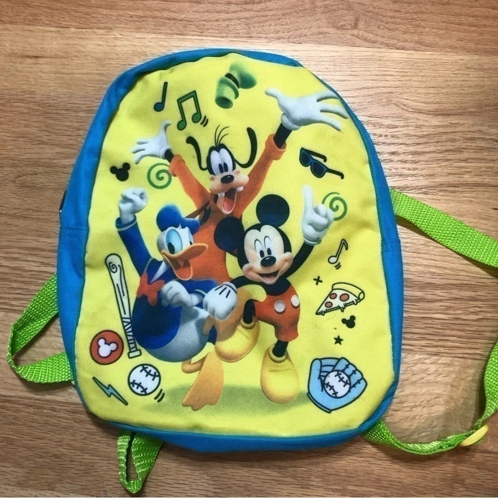 Disney Mickey Mouse Mini Backpack Book Bag Donald Duck Goofy Yellow Blue